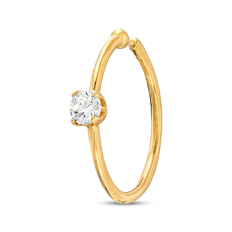 Main Image 1 of Cubic Zirconia Nose Ring 14K Yellow Gold - 20G 8MM