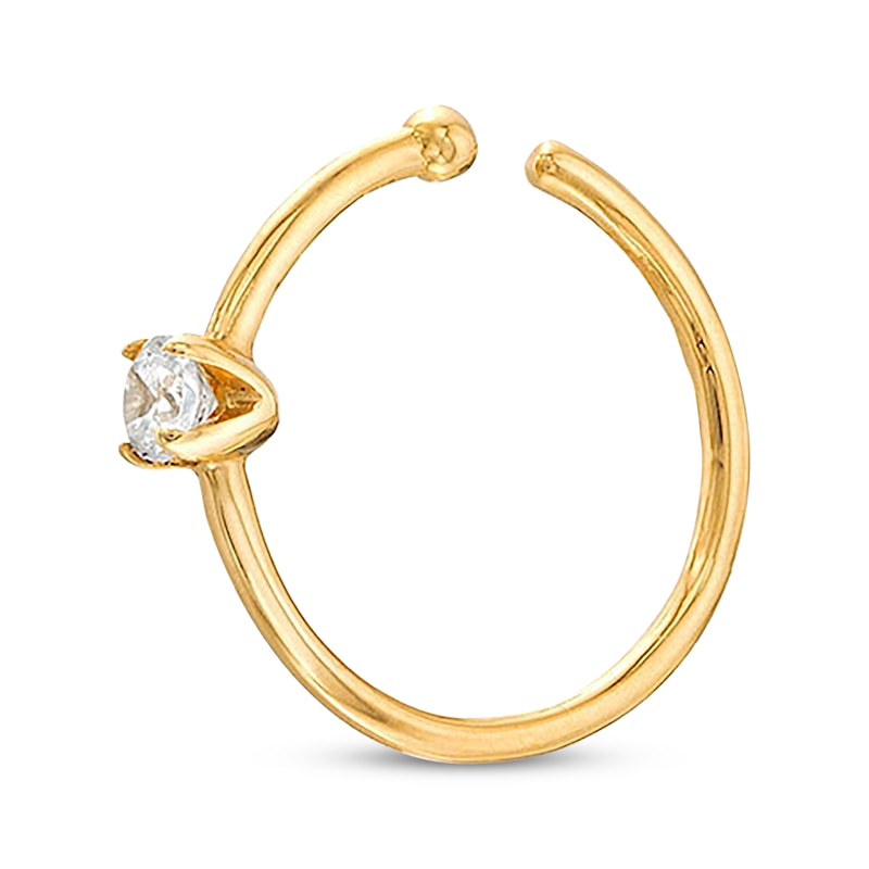 Main Image 2 of Cubic Zirconia Nose Ring 14K Yellow Gold - 20G 8MM