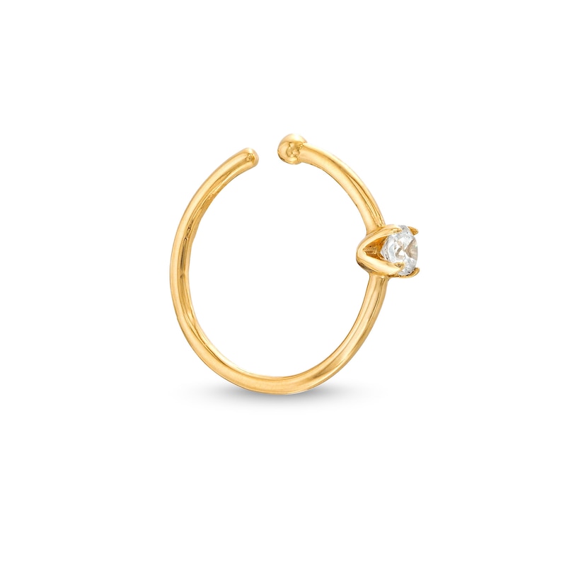 Main Image 3 of Cubic Zirconia Nose Ring 14K Yellow Gold - 20G 8MM