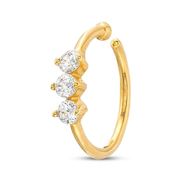 Cubic Zirconia Trio Nose Ring 14K Yellow Gold - 20G 8MM