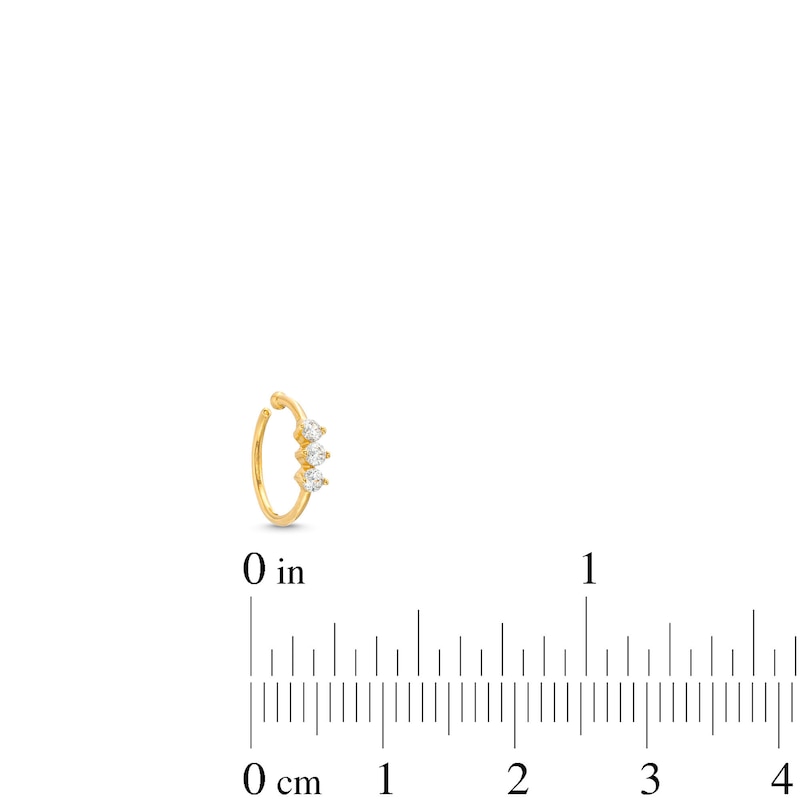 Main Image 4 of Cubic Zirconia Trio Nose Ring 14K Yellow Gold - 20G 8MM