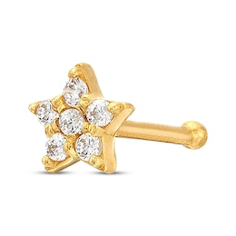 Cubic Zirconia Star Nose Stud 14K Yellow Gold - 22G 6MM