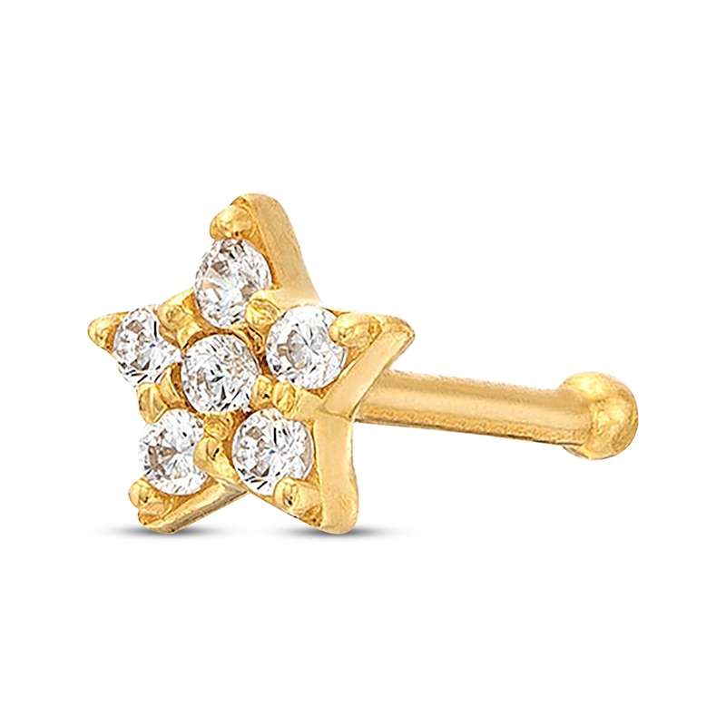 Main Image 1 of Cubic Zirconia Star Nose Stud 14K Yellow Gold - 22G 6MM