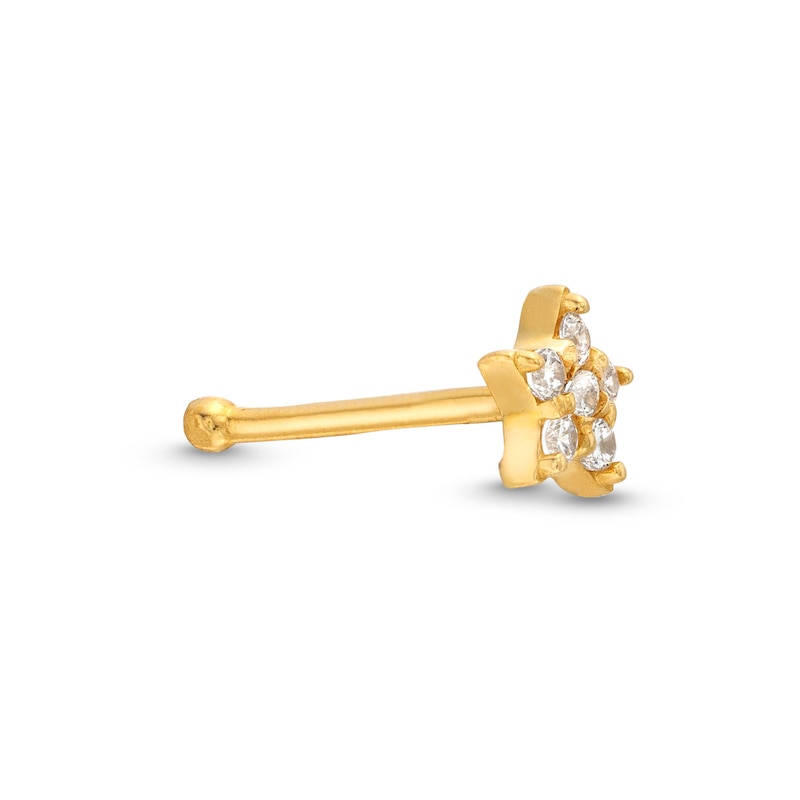 Main Image 3 of Cubic Zirconia Star Nose Stud 14K Yellow Gold - 22G 6MM