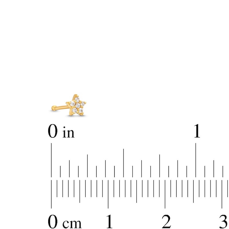 Main Image 4 of Cubic Zirconia Star Nose Stud 14K Yellow Gold - 22G 6MM