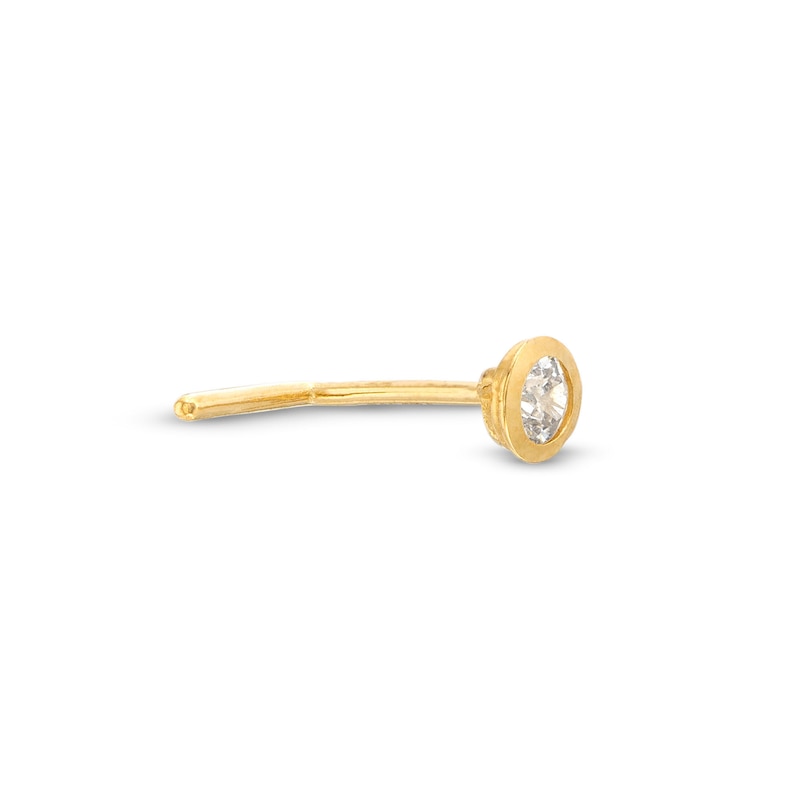 Main Image 3 of Bezel-Set Cubic Zirconia L-Shape Nose Stud 14K Yellow Gold - 22G 5MM