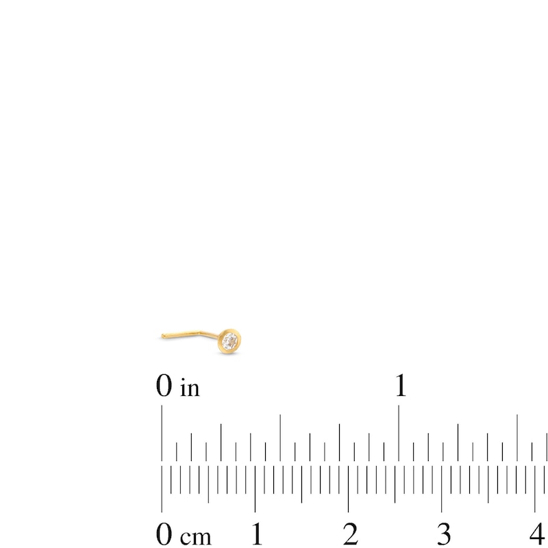 Main Image 4 of Bezel-Set Cubic Zirconia L-Shape Nose Stud 14K Yellow Gold - 22G 5MM