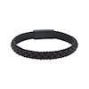 Thumbnail Image 1 of Men's Brown Leather Woven Bracelet Black Ion-Plated Stainless Steel 8.5&quot;
