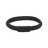 Thumbnail Image 2 of Men's Brown Leather Woven Bracelet Black Ion-Plated Stainless Steel 8.5&quot;