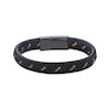 Thumbnail Image 1 of Men's Black & Tan Leather Woven Bracelet Black Ion-Plated Stainless Steel 8.5&quot;