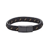 Thumbnail Image 2 of Men's Black & Tan Leather Woven Bracelet Black Ion-Plated Stainless Steel 8.5&quot;