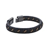 Thumbnail Image 3 of Men's Black & Tan Leather Woven Bracelet Black Ion-Plated Stainless Steel 8.5&quot;