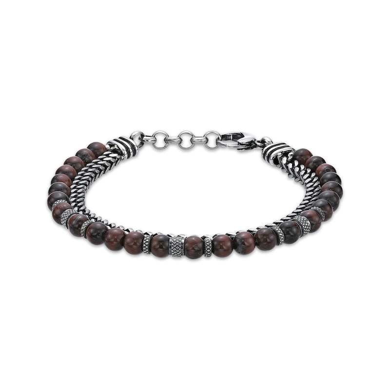 Icon, Black Leather, Onyx & Tiger's Eye Double Bracelet, In stock!