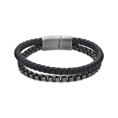 Black Leather Bracelets for Men Women 5pcs Mens Bracelet Leather and Steel Amazon.com: LOWNOUR Black Leather Bracelets for Men Women  main image 4