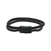 Thumbnail Image 2 of Men's Two Row Leather Bracelet Black Ion-Plated Stainless Steel 8.5&quot;