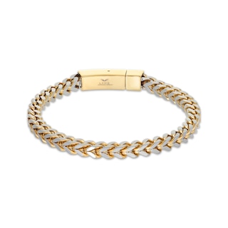Foxtail Chain Bracelet 5mm Two-Tone Semi-Solid Stainless Steel 9"