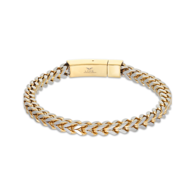 Semi-Solid Foxtail Chain Bracelet 5mm Two-Tone Stainless Steel  9"