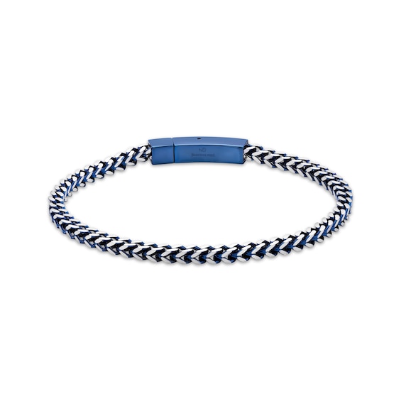 Foxtail Chain Bracelet 4mm Blue Ion Plate & Semi-Solid Stainless Steel 9"