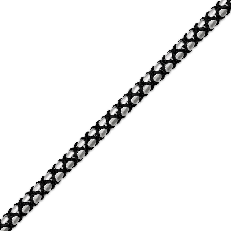 Main Image 2 of Men's Link & Cord Bracelet 8mm Stainless Steel 8.5&quot;