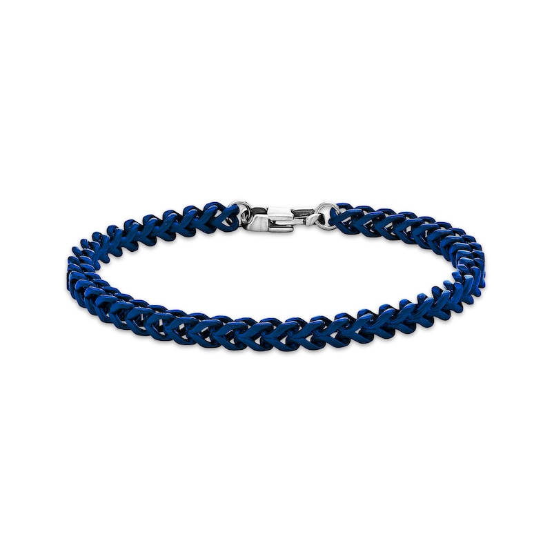 Main Image 1 of Franco Chain Bracelet 5mm Blue Ion-Plated Semi-Solid Stainless Steel 9&quot;