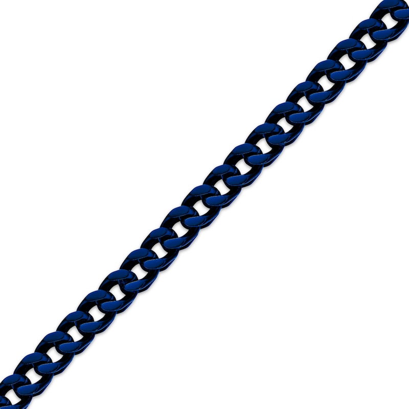 Main Image 2 of Franco Chain Bracelet 5mm Blue Ion-Plated Semi-Solid Stainless Steel 9&quot;