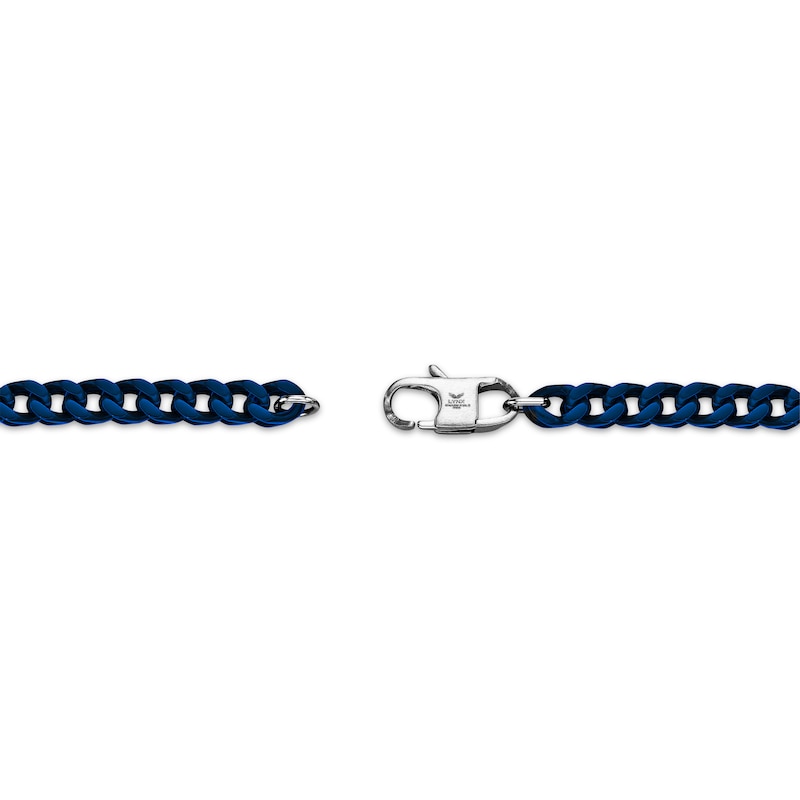 Main Image 3 of Franco Chain Bracelet 5mm Blue Ion-Plated Semi-Solid Stainless Steel 9&quot;