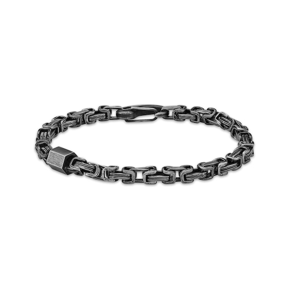 Semi-Solid Byzantine Chain Bracelet 10mm Stainless Steel 8.75"