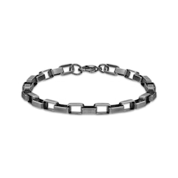 Semi-Solid Box Chain Bracelet 5mm Gunmetal Gray Stainless Steel 9"