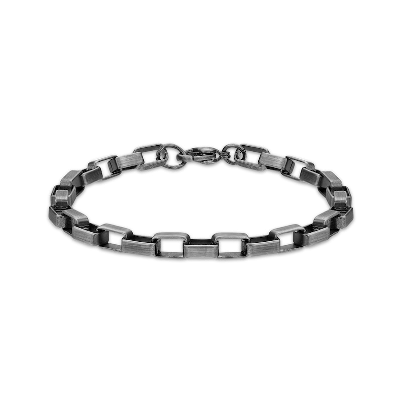 Semi-Solid Box Chain Bracelet 5mm Gunmetal Gray Stainless Steel 9"