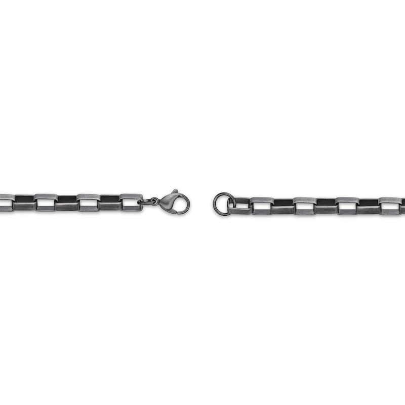 Semi-Solid Box Chain Bracelet 5mm Gunmetal Gray Stainless Steel 9"