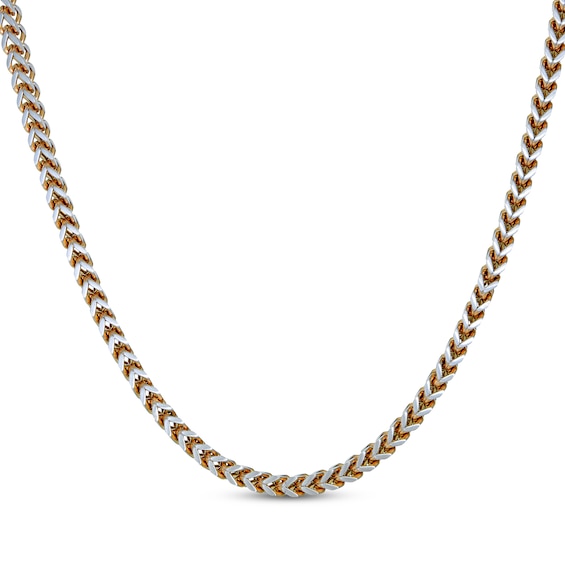 Foxtail Chain Necklace 6mm Two-Tone Semi-Solid Stainless Steel 24"