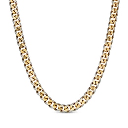 Curb Chain Necklace 8mm Two-Tone Semi-Solid Stainless Steel 24"