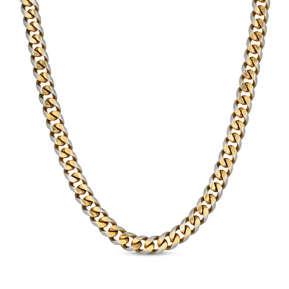 Semi-Solid Curb Chain Necklace 8mm Two-Tone Stainless Steel 24"