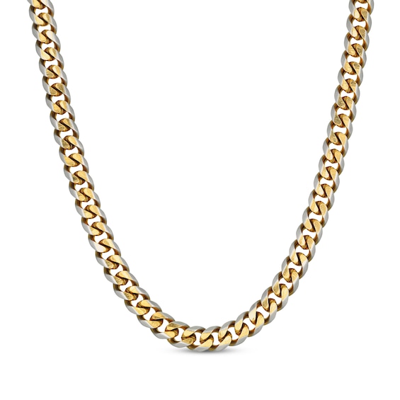 Curb Chain Necklace 8mm Two-Tone Semi-Solid Stainless Steel 24"
