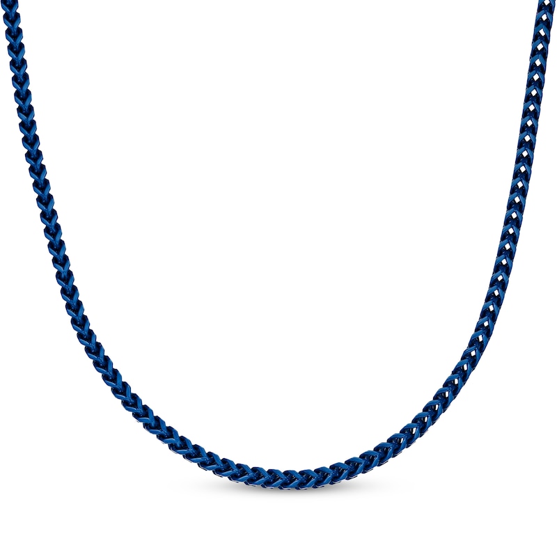 Main Image 1 of Foxtail Chain Necklace 5mm Blue Ion-Plated Semi-Solid Stainless Steel 22&quot;