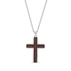 Thumbnail Image 1 of Wood Inlay Cross Necklace Stainless Steel 24&quot;