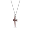 Thumbnail Image 2 of Wood Inlay Cross Necklace Stainless Steel 24&quot;
