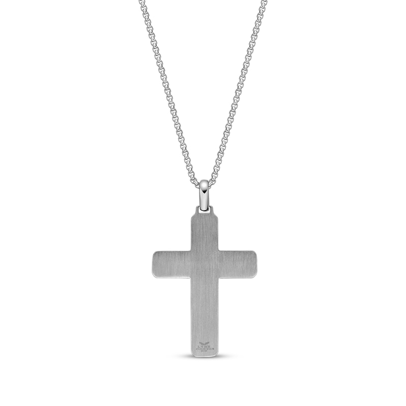 Main Image 3 of Wood Inlay Cross Necklace Stainless Steel 24&quot;