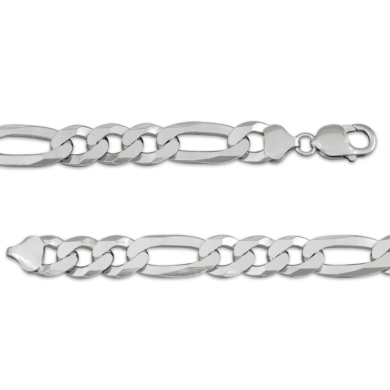 Main Image 3 of Flat Figaro Chain Necklace 7mm Solid Sterling Silver 24&quot;