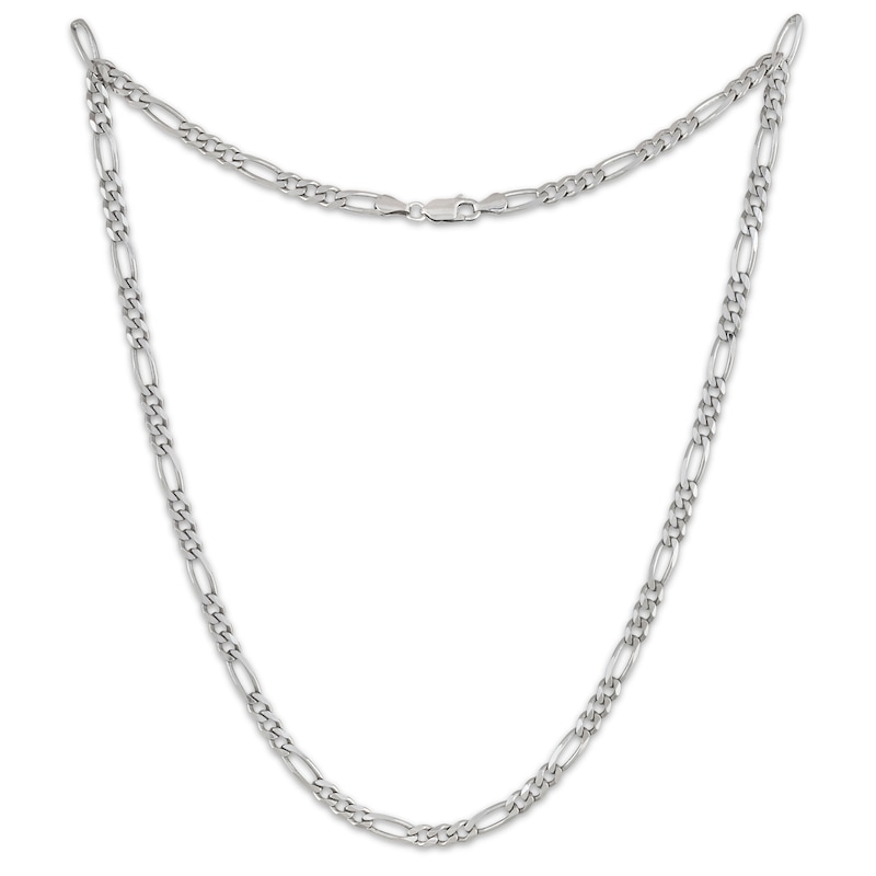 Solid Figaro Chain Necklace 5.6mm Sterling Silver 24"