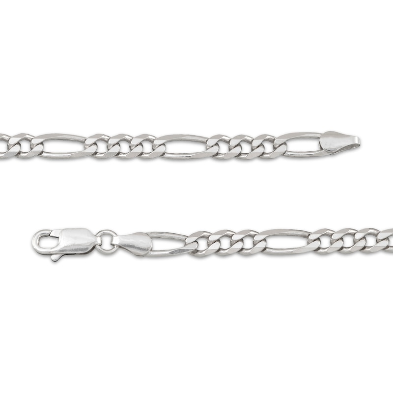 Solid Figaro Chain Necklace 5.6mm Sterling Silver 24"