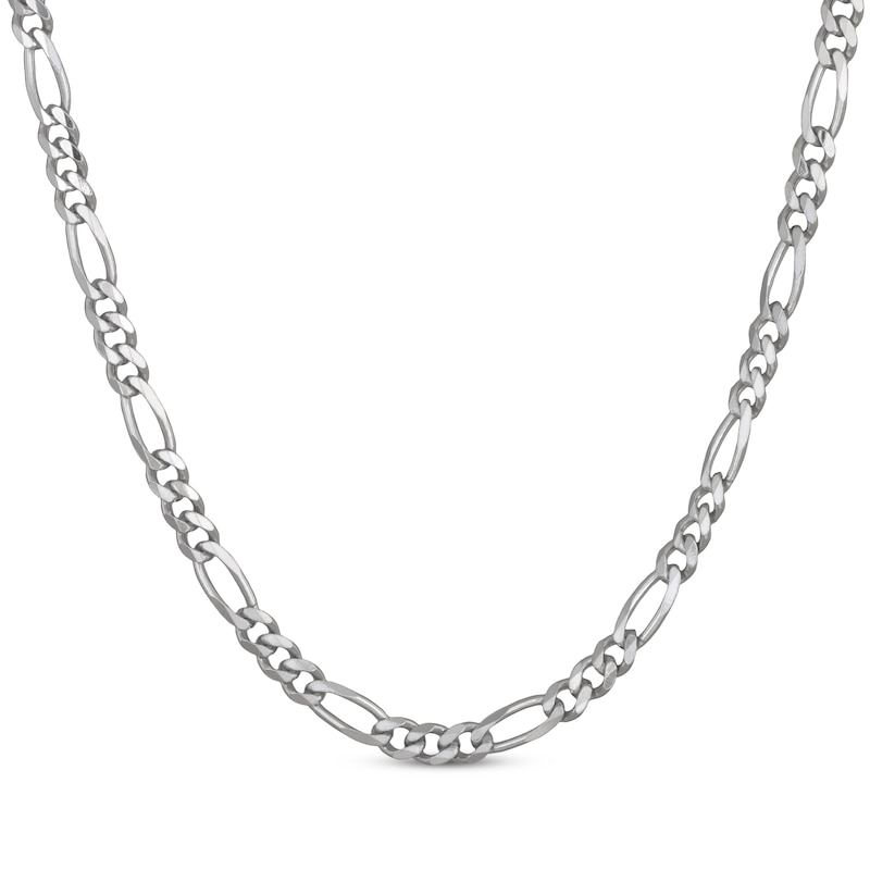 Solid Figaro Chain Necklace 6.5mm Sterling Silver 24"