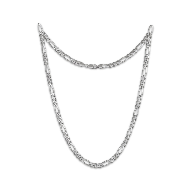 Solid Figaro Chain Necklace 6.5mm Sterling Silver 24"