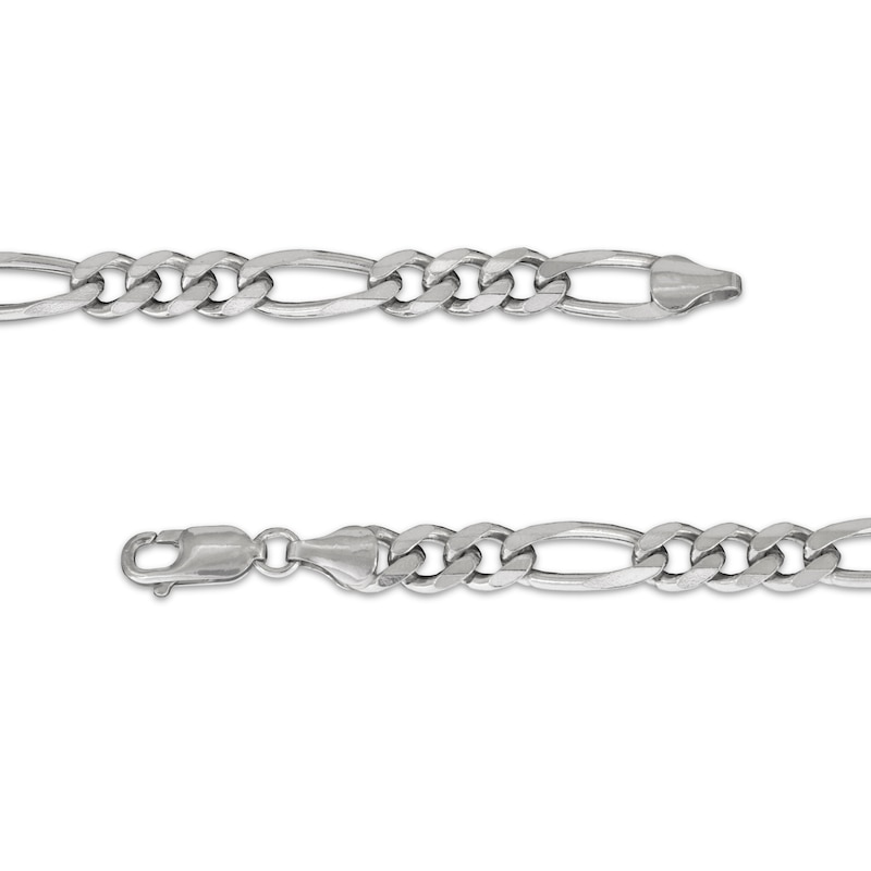 Solid Figaro Chain Necklace 6.5mm Sterling Silver 24"