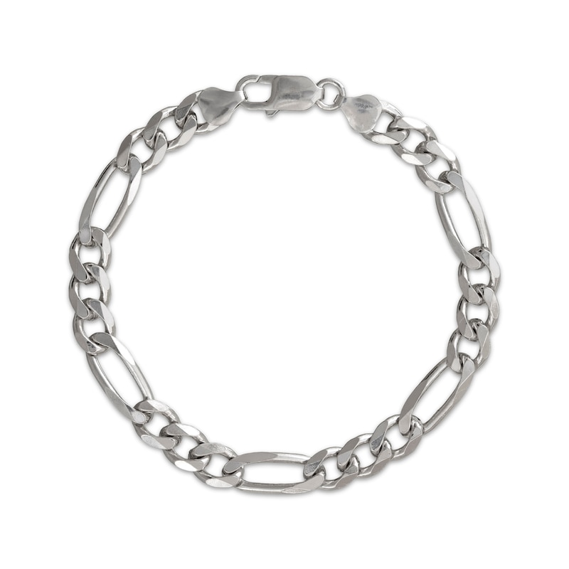 Solid Figaro Chain Bracelet 8.9mm Sterling Silver 8.5