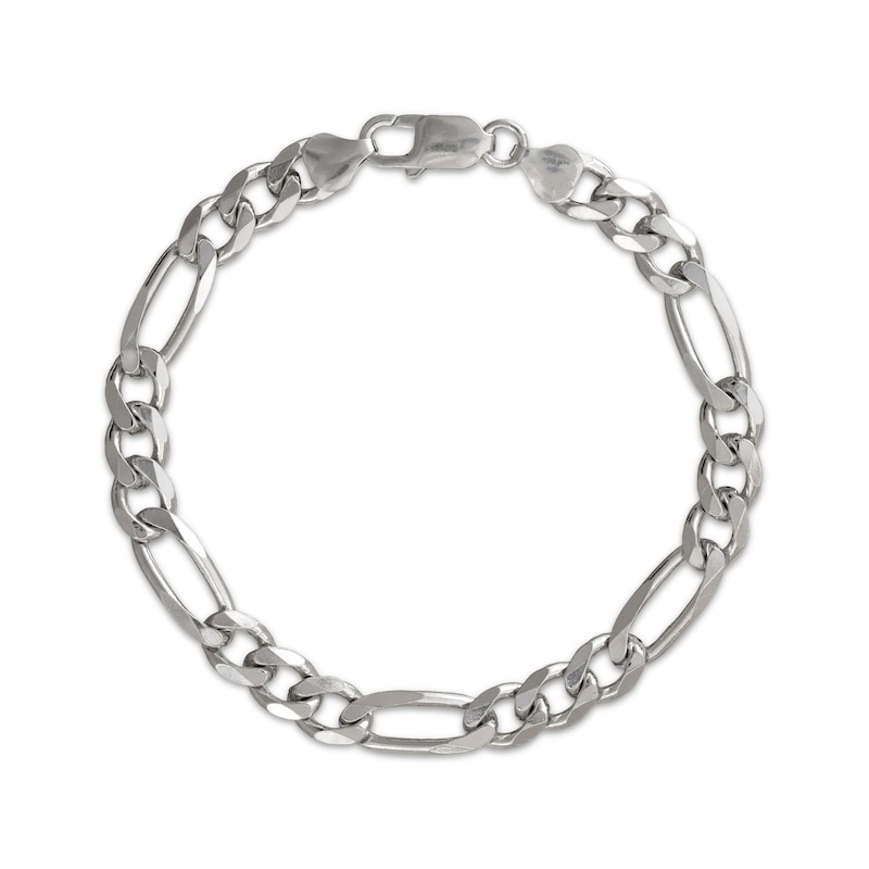 Main Image 1 of Figaro Chain Bracelet 8.9mm Solid Sterling Silver 8.5&quot;
