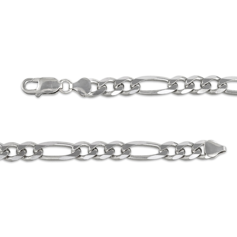 Main Image 2 of Figaro Chain Bracelet 8.9mm Solid Sterling Silver 8.5&quot;