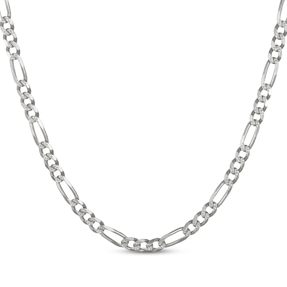 Solid Figaro Chain Necklace 6.5mm Sterling Silver 24"