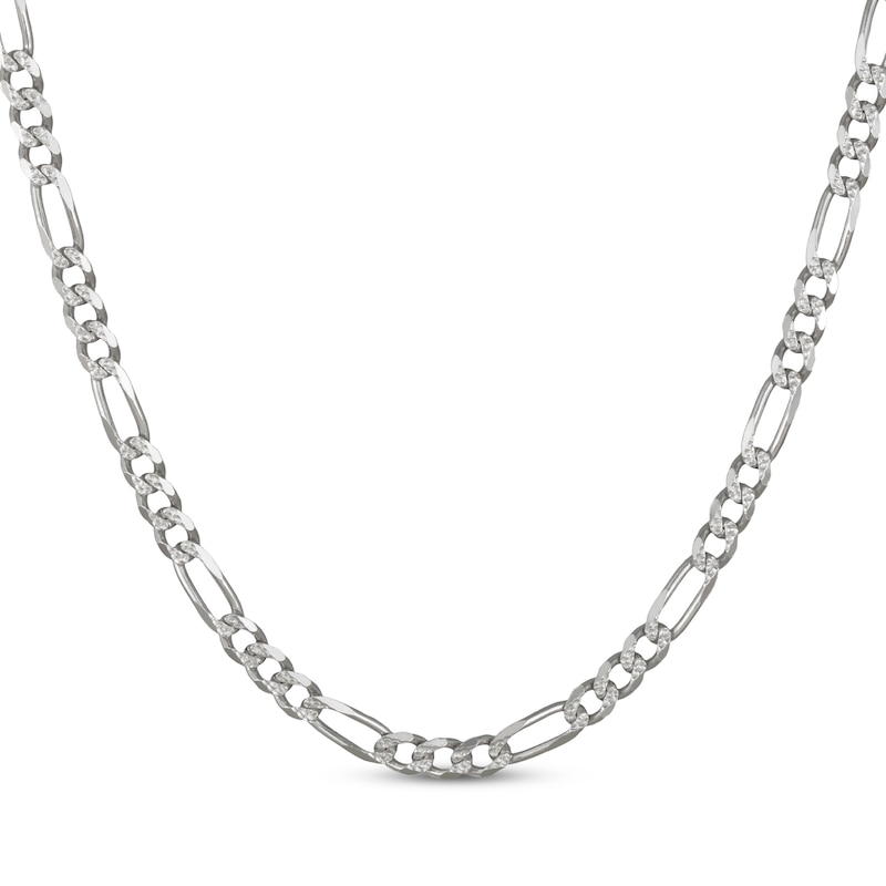 Main Image 1 of Figaro Chain Necklace 6.5mm Solid Sterling Silver 24&quot;