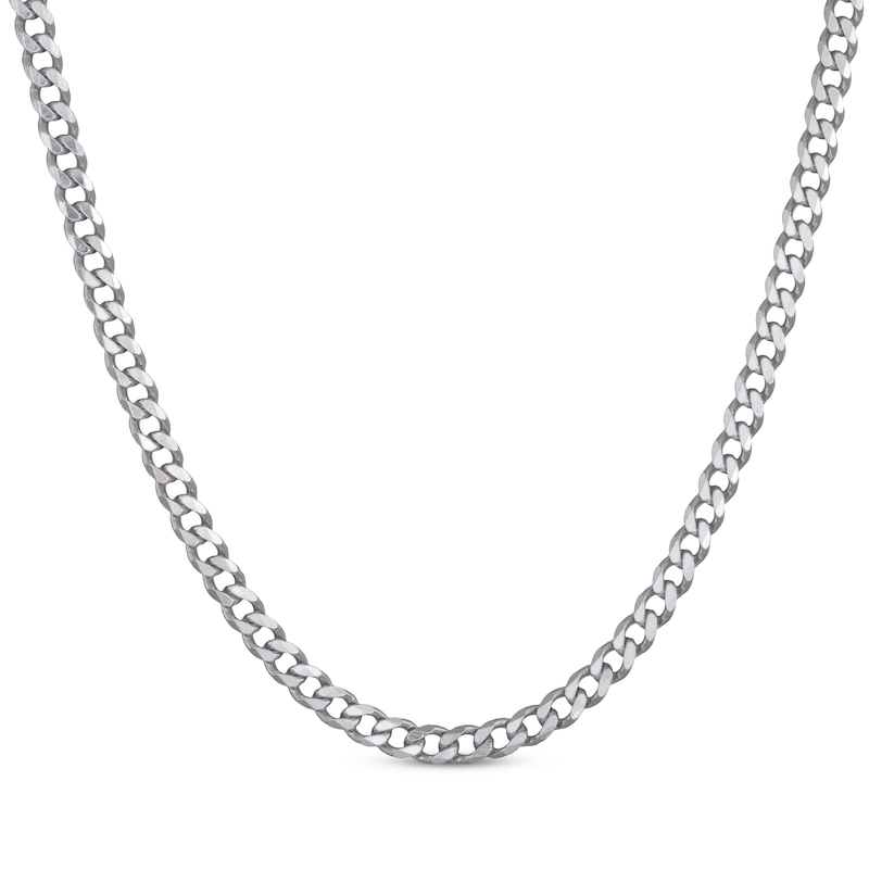 Main Image 1 of Curb Chain Necklace 5.3mm Solid Sterling Silver 24&quot;